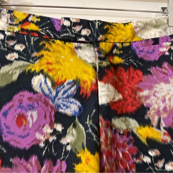 Anthropologie Elevenses Floral Print Cropped Cotton Pants Size 0 - Picture 3 of 8